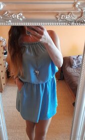 Modré letní šaty s kapsami - 2