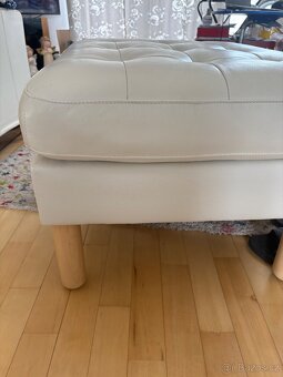 IKEA kožený taburet - podnožka - sedák, bílá - 2