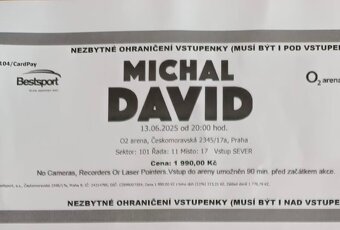 2x vstupenka na Michala Davida - 2