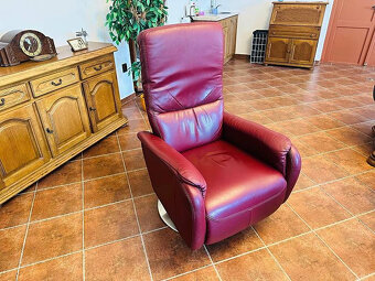 950 TV celokožené otáčecí polohovací křeslo s výsuvem - 2