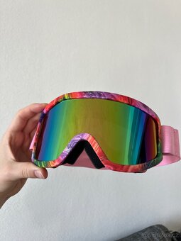 Lyžařské, snowboardové brýle, růžové, zrcadlové - 2