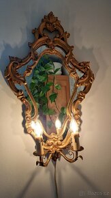 Starožitné osvětlené zrcadlo, lampička - 2