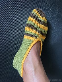 retro rucne pletene bačkory, papuče - 2