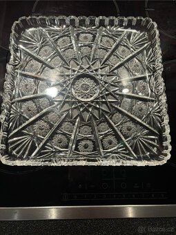 Broušené sklo-misa a tac - 2