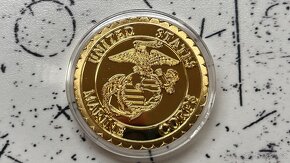 Pozlacena mince USA Marine Corps - 2