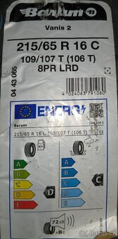 Barum Vanis2 215 65 R16C nové 4ks - 2