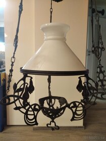 Starožitný lustr na kahan, lampu, petrolejku - 2