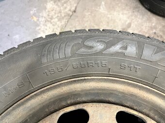 Plechové disky 5x100 R15 + Pneu 195/65 R15 91T Sava - 2