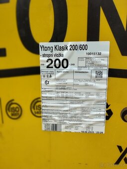 YTONG stropní vložka Klasik 200/600 - 249200599mm P4 - 2