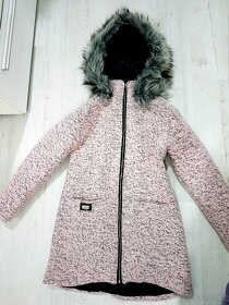 Nádherný, úžasný, růžovo šedý krásný delší teplý kabát,parka - 2
