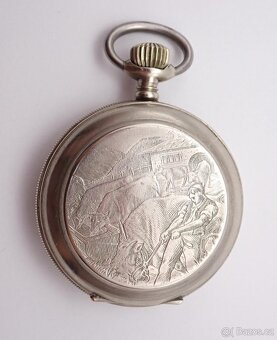 Masivní, velké starožitné dvouplaštové hodinky, 101g - 2