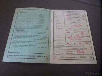JAWA 250 PÉRÁK - 1949 - TECHNICKÝ PRŮKAZ - 2