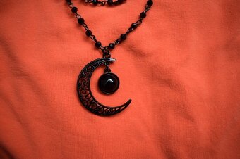 Gotický dvojitý náhrdelník měsíc, řetízek - 2