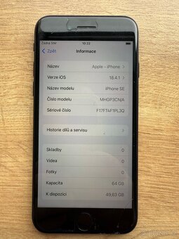 Prodám iPhone SE 2020 – 64 GB – černý - ZÁNOVNÍ - 2