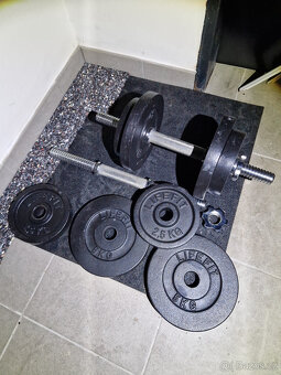 Nakládací činkový set - 4x5kg, 4x2,5kg, 2x hřídel 45cm - 2