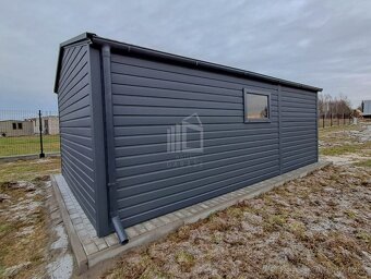 Plechová garáž 4x7m – výklopná vrata – okno – antracit – oka - 2