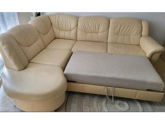 Luxusní rohová rozkládací kožená sedací souprava,3175 - 2