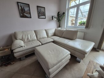 Kožená krémová sedačka - 2