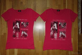 2x tmavě růžové letní tričko pro dvojčata vel.146 - 2