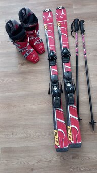 Lyžařský set 130cm, boty 240, hůlky - 2