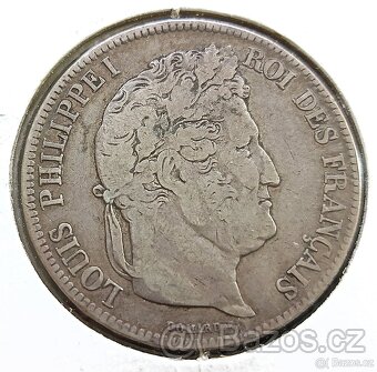 5 Franků 1833 Francie Ag KM #749 velká stříbrná mince 25 g - 2