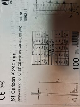 Fasádní hmoždinky caparol ST Carbon K 240mm 200 kusů - 2