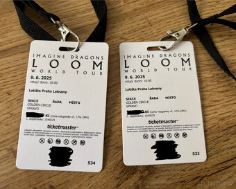 Imagine Dragons, 9.6.2025 Praha - Letňany, 2x Golden Circle - 2