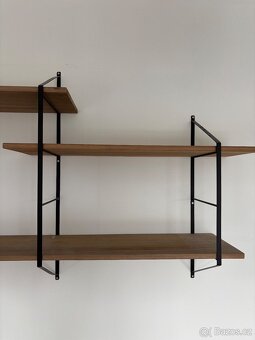 Nástěnné police černý kov + dřevo - 2