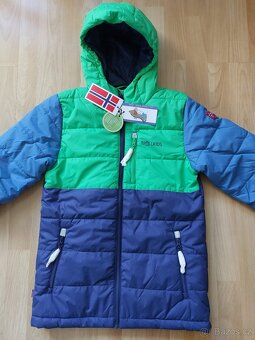 Nová zimní bunda, 158-164, do města i na lyže, zeleno modrá - 2