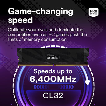 Crucial Pro OC Gaming 32GB 2x16GB KIT DDR5 6400MHz CL32Black - 2