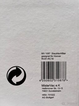 Filtry pro vysavač Hoover RC81 - 2