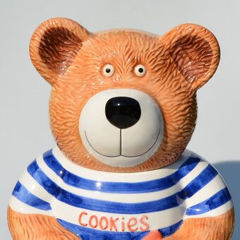 Veeeelká vintage porcelánová dóza na sušenky - Medvídek - 2