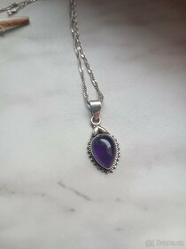 Stříbrný přívěsek ametyst - 2