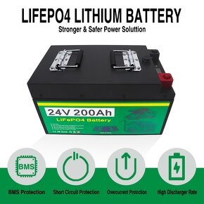 Baterie LiFePO4 - 12V 200Ah s BMS+ nabíječka - 2