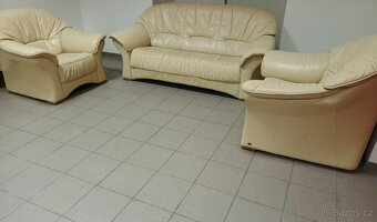 Kožená sedací souprava + 2 křesla - PRAVÁ KŮŽE, TOP STAV - 2