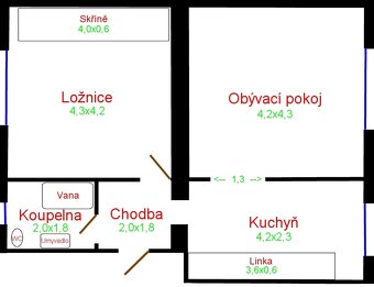 Pronájem bytu 2+1 53 m2 přízemí Svitavy - 2