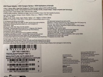 Originální nabíječka Samsung 45W, nová, nerozbalená - 2
