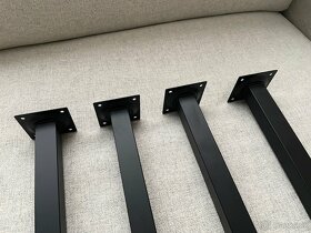 WALTECO kovové černé hranaté stolové nohy 4 x / podnoží - 2