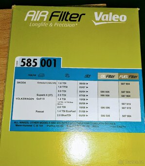 Vzduchový filtr ŠKODA a jiné VW 585 001 - 2