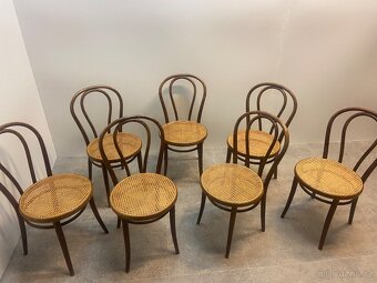 Stylová sada 7 originálních ohýbaných židlí Thonet – rákosov - 2