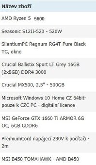 Starší herní PC - Ryzen 5 5600, rychlé jednání sleva - 2
