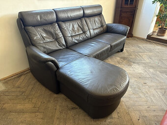 009 Kožená sedací souprava sedačka tm. hnědá - 2