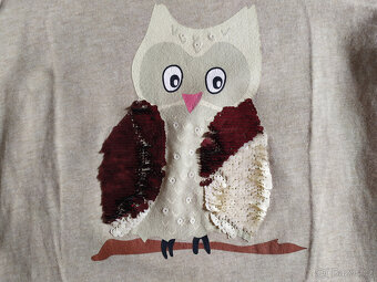 3 x dívčí tričko, pejsky, sova, dýně H&M, 122/128 - 2