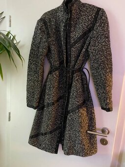 Mango tvifovy kabat cerny sedy vlneny kasmirovy - 2