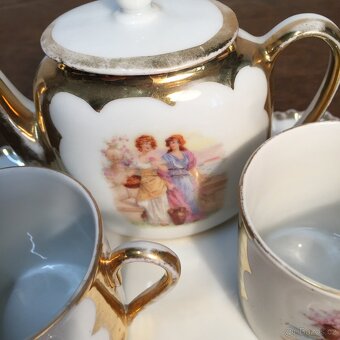 Porcelánová mokka souprava konvice šálky tác Stará Role - 2