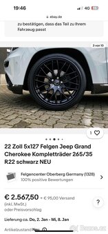 ALU kola Jeep Grand Cherokee 22 + letní pneu 265/40 R22 - 2