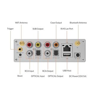 Arylic Up2stream S50 Pro+, WiFi & Bluetooth 5.0 Audio přijím - 2