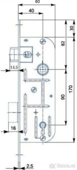 Zadlabací zámek na dozický klíč, štíty, klika - 2