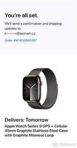 APPLE WATCH 9 - STAINLESS STEEL 45mm (Cellular)+ řemínek - 2