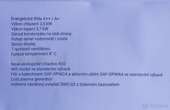 Prodám klimatizaci Sinclair ASH-13BIF2 3,5kW - 2